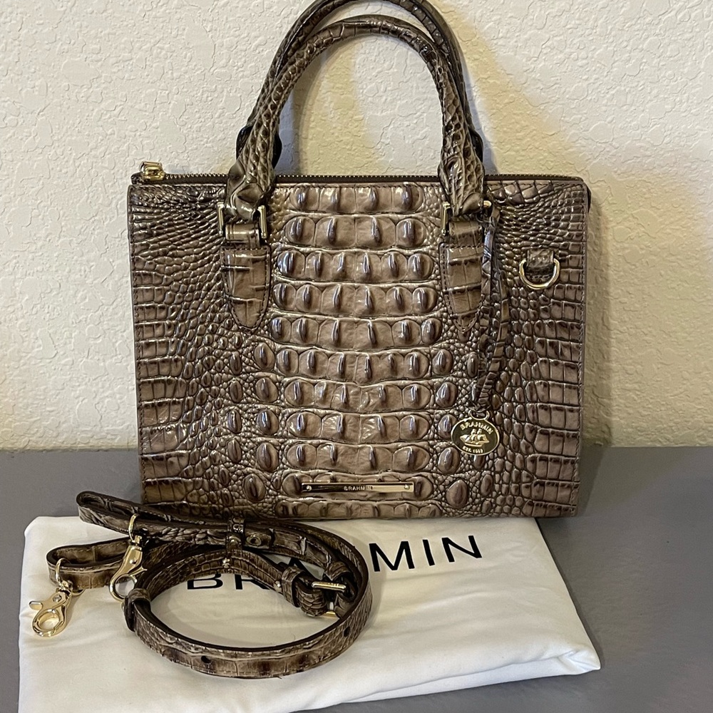 Brahmin Brown Embossed Leather Handbag - Picture 2 of 15
